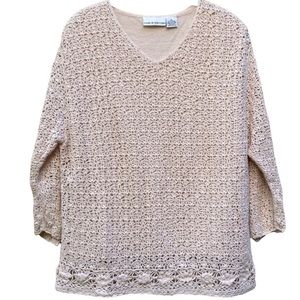 Croft & Barrow Crocheted Cream Sweater XL Tan Sweater